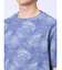 エンボスワッフル リーフ柄クルーネック半袖Tシャツ