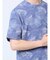 エンボスワッフル リーフ柄クルーネック半袖Tシャツ