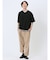 千鳥ジャガード フェイクVネック半袖Tシャツ