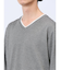 メランジジャガード フェイクVネック長袖Tシャツ