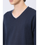 ヘリンボンジャガード フェイクVネック長袖Tシャツ