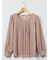 裏起毛タック 長袖プルオーバーブラウス