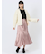 裾プリーツ ロングスカート サテン