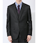 光沢ウール混 スリムフィット 2ボタン3ピーススーツ 千鳥黒