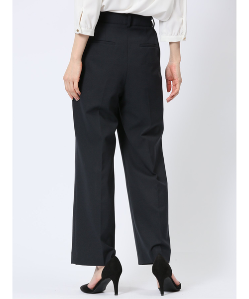 ストレッチウォッシャブル オックス ストレートパンツ 紺