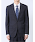 ウール混 スリムフィット 2ボタン2ピーススーツ チェック紺