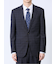 ウール混 スリムフィット 2ボタン2ピーススーツ チェック紺