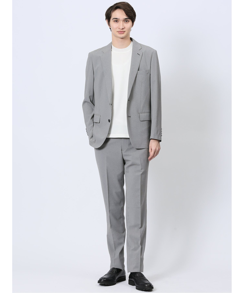 軽量メッシュ スリムフィット ノータックパンツ 千鳥(セットアップ可能