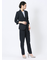 麻調合繊 1ボタン7分袖ジャケット＋テーパードパンツ 紺