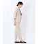 麻調合繊 1ボタン7分袖ジャケット＋テーパードパンツ ベージュ