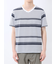ポップコーンボーダー Vネック半袖Tシャツ