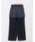 麻調合繊 セミワイドパンツ 紺(セットアップ可能)