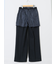 麻調合繊 セミワイドパンツ 紺(セットアップ可能)