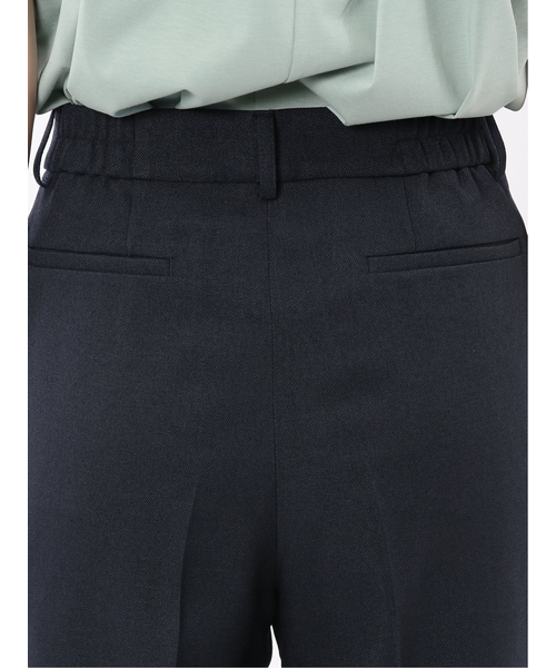 ストレッチウォッシャブル シャーク タックテーパードパンツ 紺