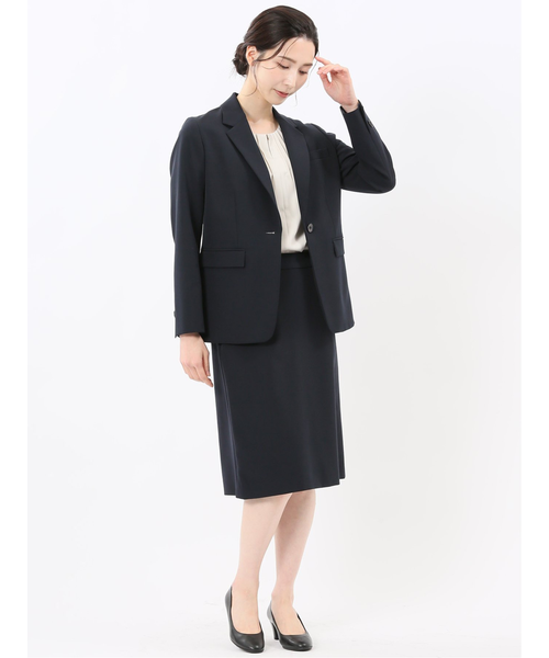 ストレッチウォッシャブル ダブルクロス Aラインスカート 紺