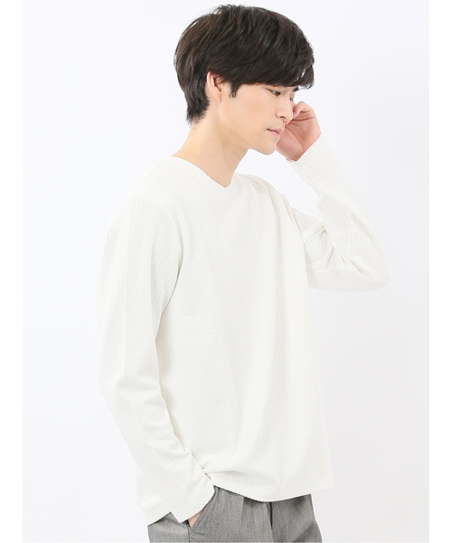 eskander エスカンダー 長袖 Tシャツ 千鳥ジャガード クルーネック長袖Tシャツ｜エムエフ