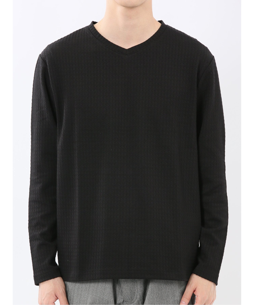 eskander エスカンダー 長袖 Tシャツ 千鳥ジャガード クルーネック長袖Tシャツ｜エムエフ