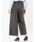 ストレッチ ボタン付き ワンタック ワイドパンツ
