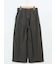 ストレッチ ボタン付き ワンタック ワイドパンツ