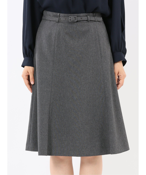 ストレッチウォッシャブル ウール調 フレアースカート グレー