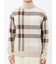 ウォッシャブル ストレッチ チェック柄 タートルニット