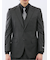 光沢ウール混 スリムフィット 2ボタン3ピーススーツ 組織グレー