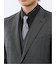 光沢ウール混 スリムフィット 2ボタン3ピーススーツ 組織グレー