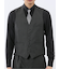 光沢ウール混 スリムフィット 2ボタン3ピーススーツ 組織グレー