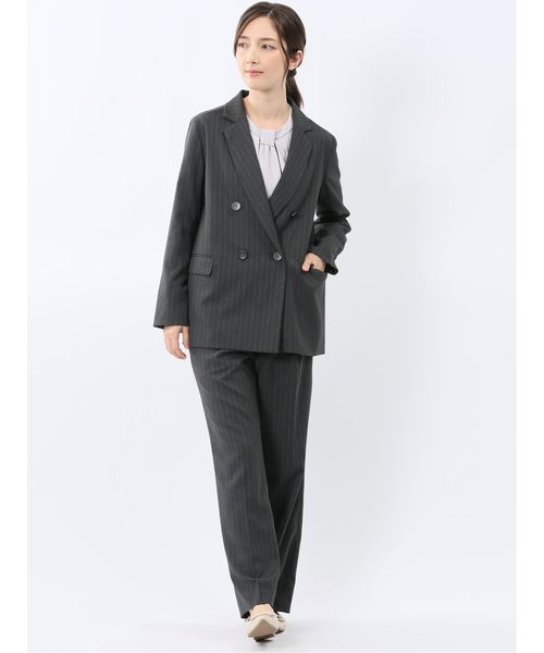 ビリーストライプ ワイドパンツ グレー(セットアップ可能)｜エムエフ