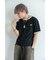 ワンポイント 古着風 ロゴ クルーネック オーバーサイズ リンガー Tシャツ