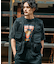 ビッグシルエット ジャンキープリント ピグメント 半袖 Tシャツ 古着風 フライドポテト カレッジロゴ