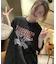 ビッグシルエット ジャンキープリント ピグメント 半袖 Tシャツ 古着風 フライドポテト カレッジロゴ