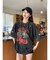 タイガー スカル 髑髏 プリントダメージ加工 韓国 古着風 ピグメント Tシャツ 半袖