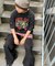 タイガー スカル 髑髏 プリントダメージ加工 韓国 古着風 ピグメント Tシャツ 半袖