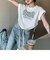 ロゴ Y2K クロップド ショート丈 ドロースト ヴィンテージライク 古着風 ストリート 半袖 Tシャツ