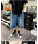 ハーフ ウォッシュ デニム ワイド ショートパンツ