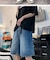 ハーフ ウォッシュ デニム ワイド ショートパンツ