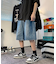 ハーフ ウォッシュ デニム ワイド ショートパンツ
