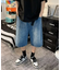 ハーフ ウォッシュ デニム ワイド ショートパンツ