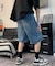 ハーフ ウォッシュ デニム ワイド ショートパンツ