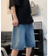 ハーフ ウォッシュ デニム ワイド ショートパンツ