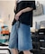 ハーフ ウォッシュ デニム ワイド ショートパンツ