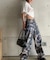 トロンプルイユ柄 韓国 古着風 ダメージ ウォッシュ デニム エフェクト ワイド パンツ