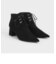 テクスチャードポインテッドトゥ レースアップヒールアンクルブーツ / Textured Pointed Toe Lace-Up Heeled Ankle Boots