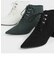 テクスチャードポインテッドトゥ レースアップヒールアンクルブーツ / Textured Pointed Toe Lace-Up Heeled Ankle Boots