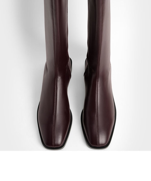 新品未使用 チャールズアンドキース スクエアトゥニーハイブーツ ニーハイ フラットブーツ / Knee High Flat Boots｜チャールズ