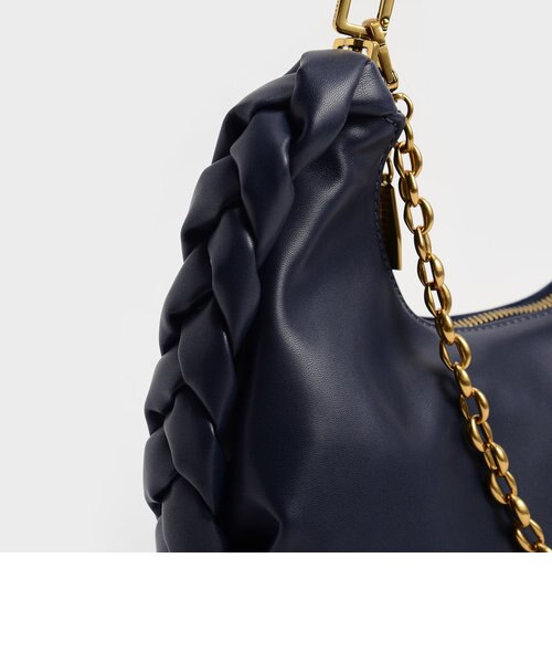 チェーンハンドル ブレーデッドホーボーバッグ / Chain Handle