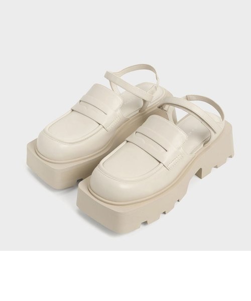 美品 CHARLES & KEITH チャンキーローファーサンダル　Sabra 美品 CHARLES & KEITH チャンキーローファーサンダル Sabra