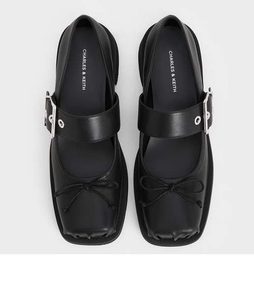 Charles and Keith スクエアトゥ ボウバックルメリージェーン スクエアトゥー ボウバックルメリージェーン ｜チャールズ