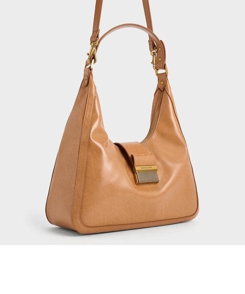 〈新品〉Charlot シャーロット ホーボーバッグ ダークブラウン CHARLES & KEITH Charlot シャーロット スエードホーボーバッグ
